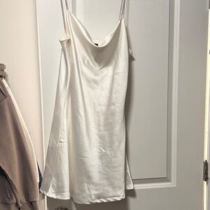 Lulu's Ivory Satin Slip Dress